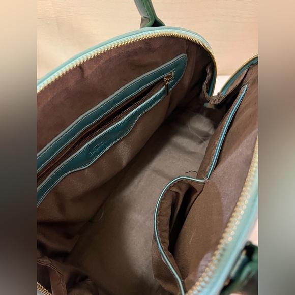 ⚪️ Elegant and Unique Blue and Green Floral Handbag - Picture 7 of 9